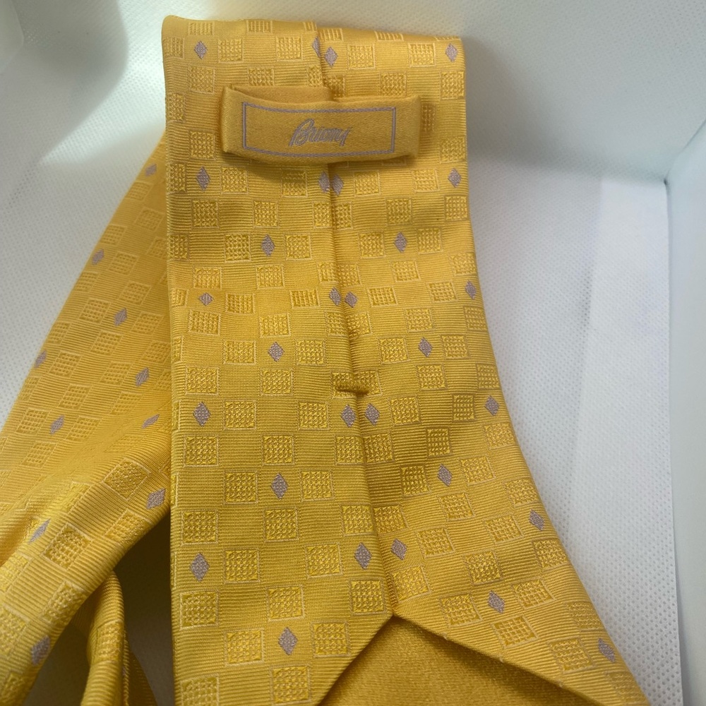 Brioni Yellow and Grey Tie - Picture 2 of 5
